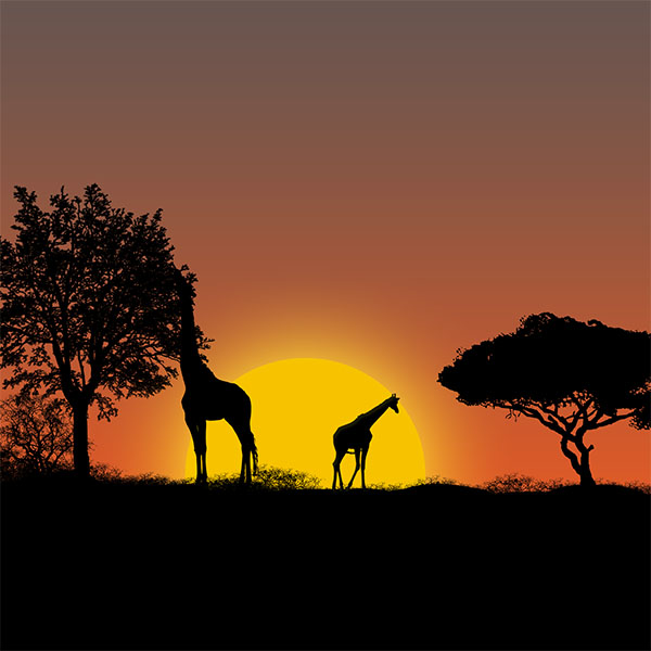 African sunset with Photoshop