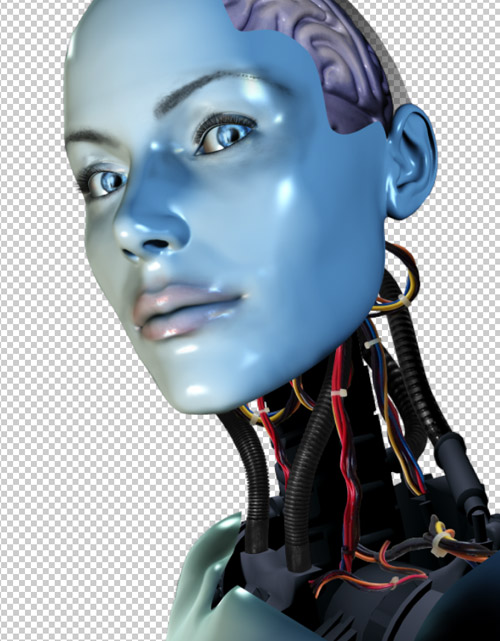 Create a cyborg with photoshop - Step :adding the cyborgs neck controller wires cbs17 Create a Cyborg With Photoshop